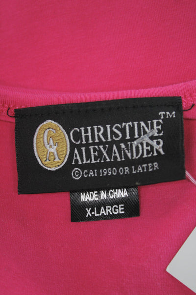 Christine Alexander Women Pink Graphic Cowboy Short Sleeve T-Shirt Size XL