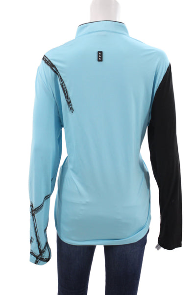 Jamie Sadock Women Jersey Mock Neck Long Sleeve Graphic Top Size L