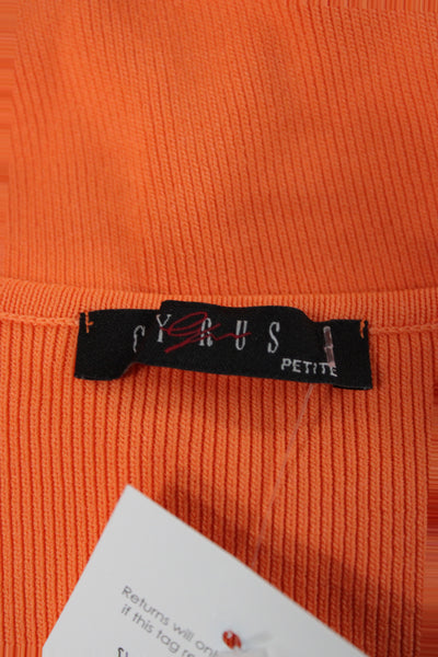 Cyrus Women Basic V-Neck 3/4 Sleeve Geometric Orange Top Size S