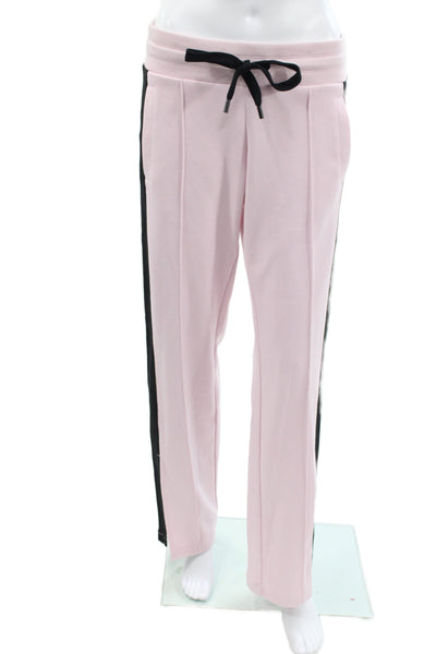 DKNY Womens Petite Jogger Sweatpants Pink Striped Drawstring 29in Inseam Size S