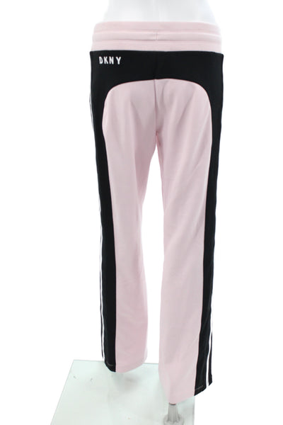DKNY Womens Petite Jogger Sweatpants Pink Striped Drawstring 29in Inseam Size S