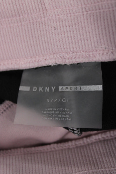 DKNY Womens Petite Jogger Sweatpants Pink Striped Drawstring 29in Inseam Size S