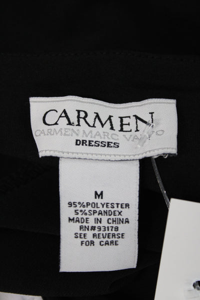 Carmen Carmen Marc Valvo Womens Maxi Slip Dress Black Square Neck Size M