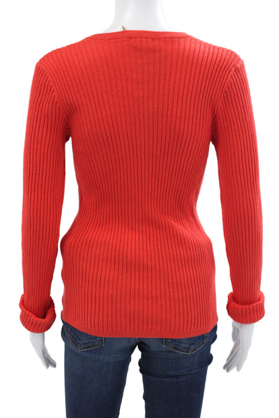 Faherty Women Cardigan Red Striped Linen Cotton Button Size S
