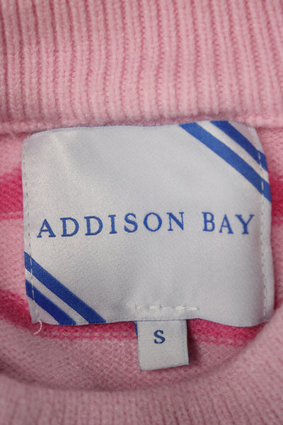 Addison Bay Womens Pullover Sweater Striped Crew Neck Pink Long Sleeve Size S