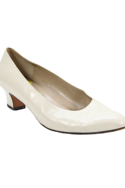 Salvatore Ferragamo Womens Leather Slide On Pumps Off White 7.5 B