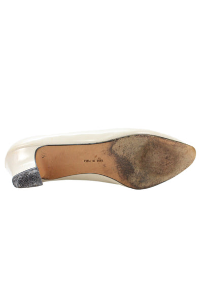 Salvatore Ferragamo Womens Leather Slide On Pumps Off White 7.5 B