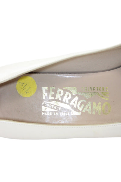 Salvatore Ferragamo Womens Leather Slide On Pumps Off White 7.5 B