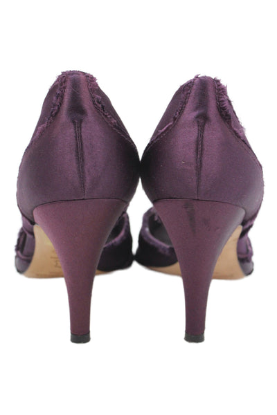 Pedro Garcia Womens Satin Jeweled Peep Toe D'Orsay Pumps Purple Size 41.5 11.5