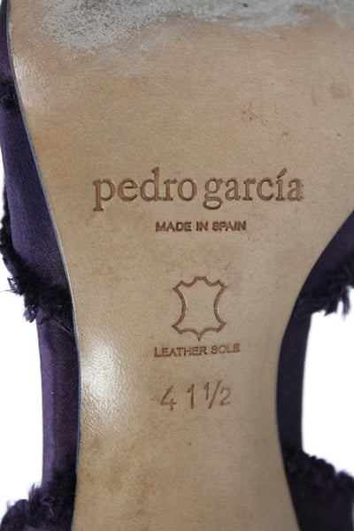 Pedro Garcia Womens Satin Jeweled Peep Toe D'Orsay Pumps Purple Size 41.5 11.5