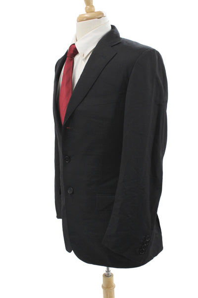 Ermenegildo Zegna Mens Suit Jacket Black Wool Polyester Button Classic Size 48