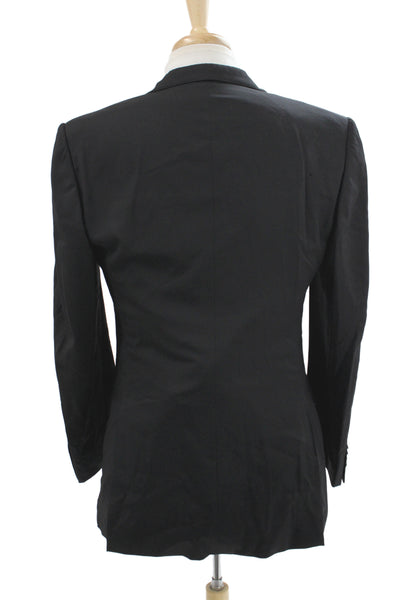 Ermenegildo Zegna Mens Suit Jacket Black Wool Polyester Button Classic Size 48