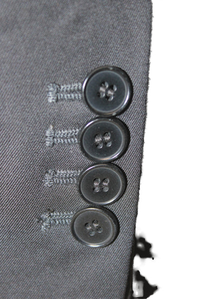 Ermenegildo Zegna Mens Suit Jacket Black Wool Polyester Button Classic Size 48
