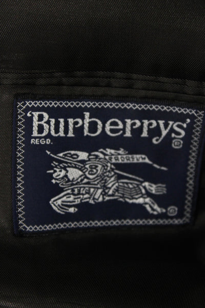 Burberrys Mens Wool Checked Sport Coat Brown Collared Button Classic Size 40
