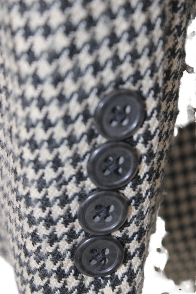 Burberrys Mens Black Wool Polyester Check Sport Coat Button Collared Size 40