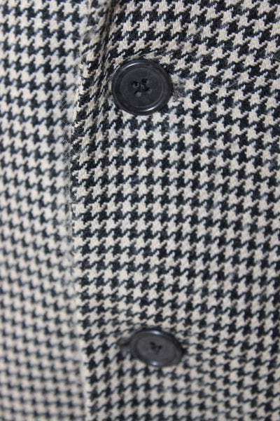 Burberrys Mens Black Wool Polyester Check Sport Coat Button Collared Size 40