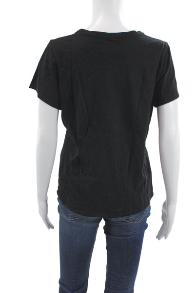 Cinq à Sept Women Black Basic T-Shirt Crew Neck Short Sleeve Cotton Size S
