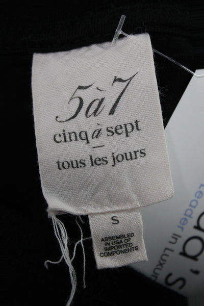 Cinq à Sept Women Black Basic T-Shirt Crew Neck Short Sleeve Cotton Size S