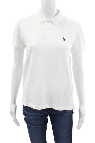 Polo Ralph Lauren Women Collared Short Sleeve Basic Cotton Polo White Size S