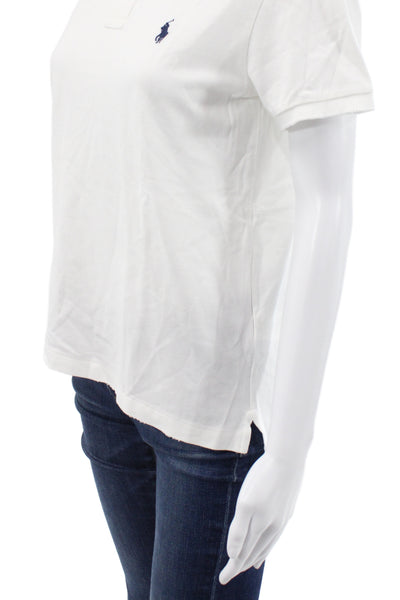 Polo Ralph Lauren Women Collared Short Sleeve Basic Cotton Polo White Size S