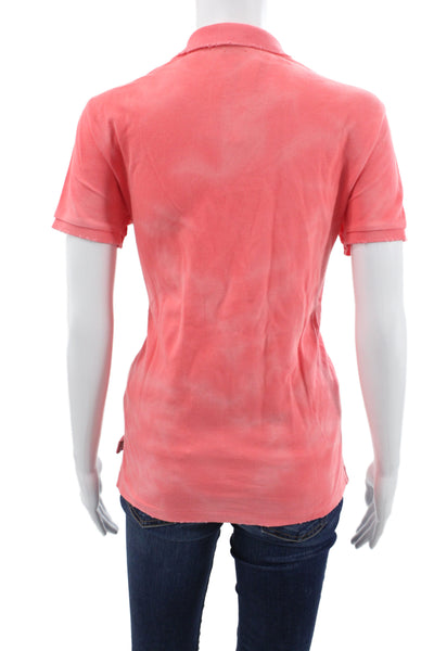 Polo Ralph Lauren Women Pink Cotton Collared Short Sleeve Polo Button Size S