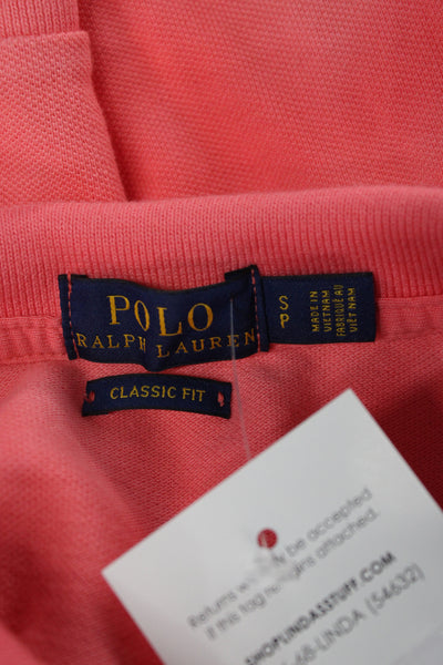 Polo Ralph Lauren Women Pink Cotton Collared Short Sleeve Polo Button Size S