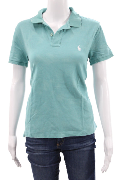 Polo Ralph Lauren Womens Cotton Polo Collared Short Sleeve Green Size S Tall