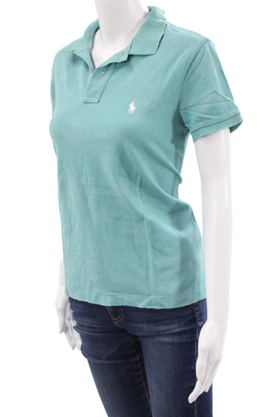 Polo Ralph Lauren Womens Cotton Polo Collared Short Sleeve Green Size S Tall