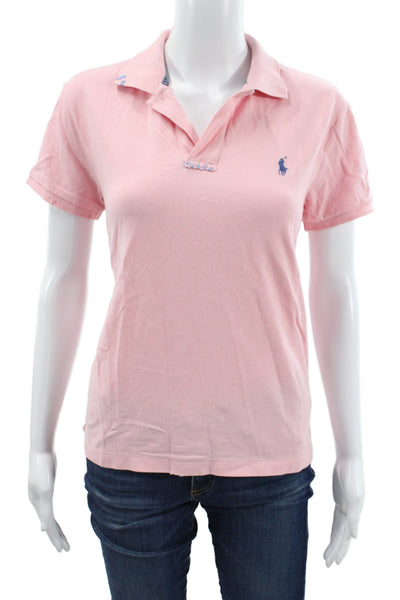 Polo Ralph Lauren Women Basic Polo Pink Cotton Collared Short Sleeve Size S