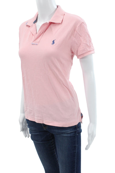 Polo Ralph Lauren Women Basic Polo Pink Cotton Collared Short Sleeve Size S