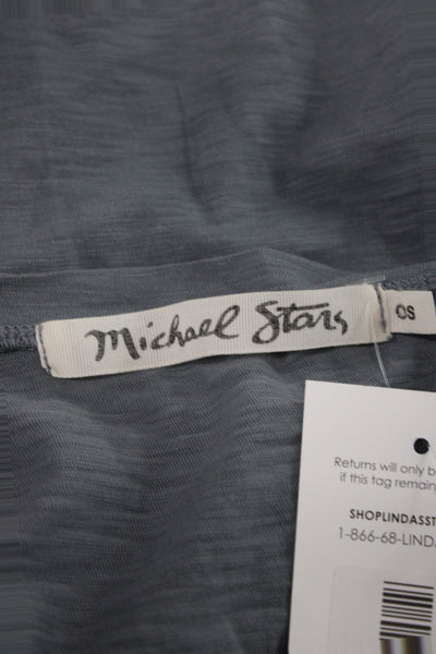 Michael Stars Women V-Neck Lace Up Gray Supima Long Sleeve T-Shirt Size One