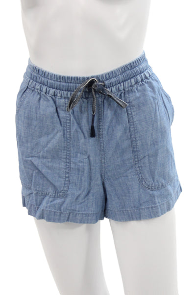 Point Sur Unisex Shorts Blue Drawstring Cotton Solid Beach Size XS