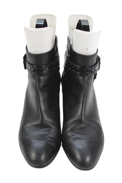 Tods Womens Leather Buckle Strap Detail Ankle Boots Shoes Black Size 9.5
