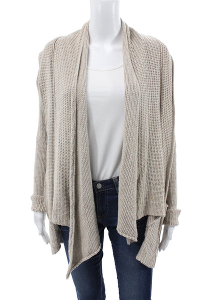 James Perse Unisex Beige Cotton Linen Bohemian Cardigan Long Sleeve Size 3