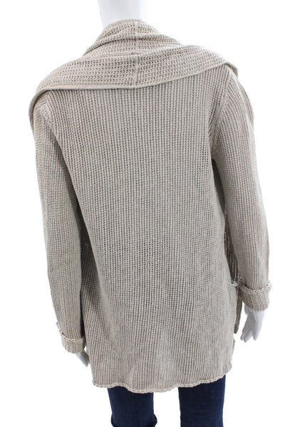 James Perse Unisex Beige Cotton Linen Bohemian Cardigan Long Sleeve Size 3