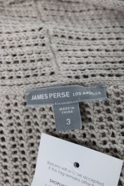 James Perse Unisex Beige Cotton Linen Bohemian Cardigan Long Sleeve Size 3