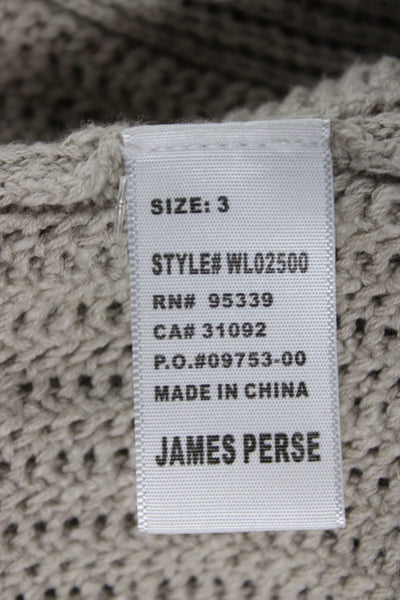 James Perse Unisex Beige Cotton Linen Bohemian Cardigan Long Sleeve Size 3
