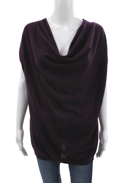Vince Womens Tunic Blouse Purple Cowl Neck Cotton Polyester Size M