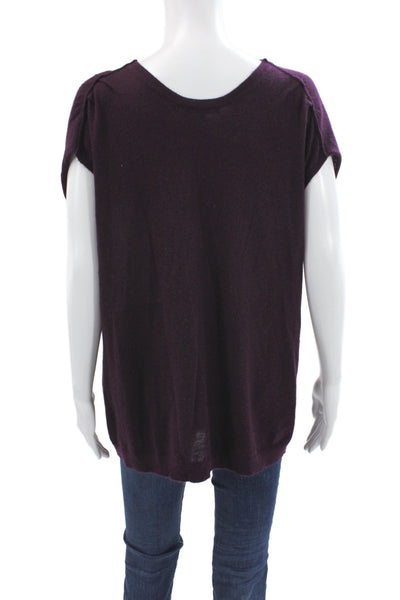 Vince Womens Tunic Blouse Purple Cowl Neck Cotton Polyester Size M