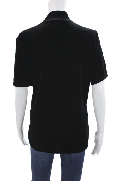 T Tahari Womens Basic Mock Neck Black 100% Cotton Short Sleeve T-Shirt Size XL