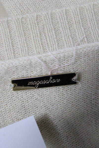 Magaschoni Unisex Beige Cashmere Pullover Sweater Round Neck Graphic Size M