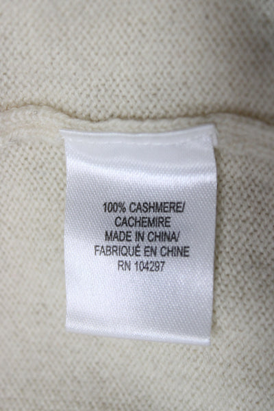 Magaschoni Unisex Beige Cashmere Pullover Sweater Round Neck Graphic Size M