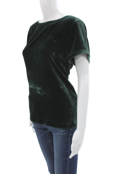 Eileen Fisher Women Basic Green Short Sleeve T-Shirt Rayon Silk Size PL