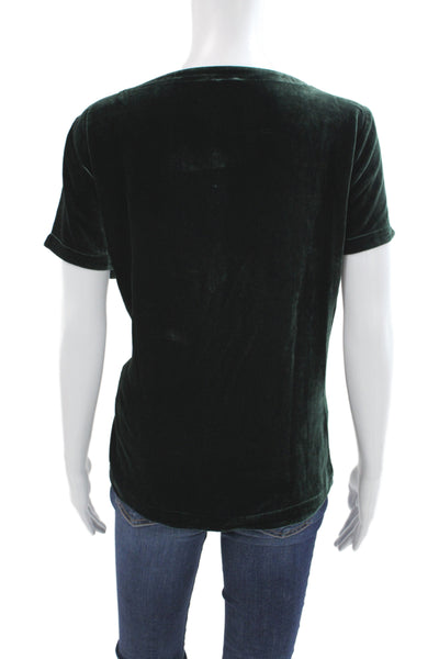 Eileen Fisher Women Basic Green Short Sleeve T-Shirt Rayon Silk Size PL