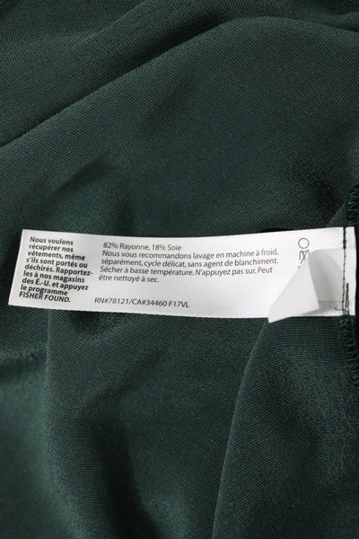 Eileen Fisher Women Basic Green Short Sleeve T-Shirt Rayon Silk Size PL