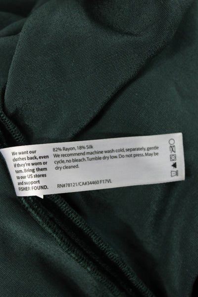 Eileen Fisher Women Basic Green Short Sleeve T-Shirt Rayon Silk Size PL