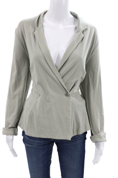 Lunn Womens Gray Collared Blazer Button Long Sleeve Cotton Spandex Size M