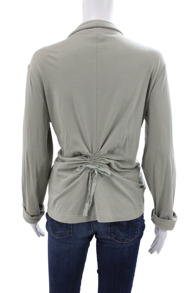 Lunn Womens Gray Collared Blazer Button Long Sleeve Cotton Spandex Size M