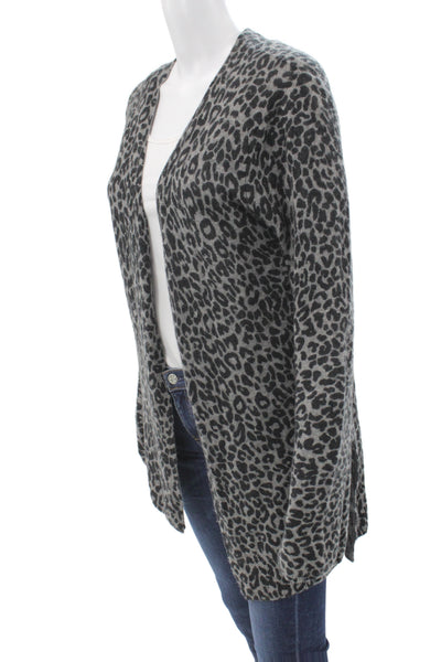 Skull Cashmere Unisex Cardigan Dark Gray Leopard V-Neck 100% Cashmere Size S