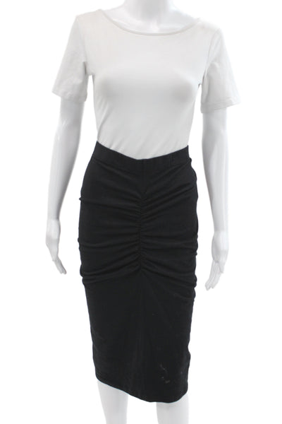 Michael Stars Women Straight & Pencil Midi Black Cotton Skirt Size L